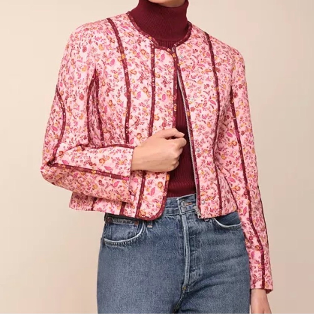 Avec Les Filles Pink Floral Quilted Jacket